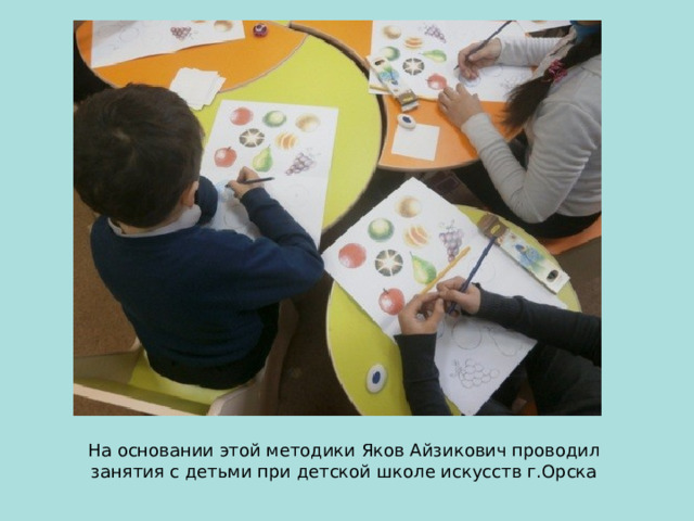 На основании этой методики Яков Айзикович проводил занятия с детьми при детской школе искусств г.Орска 