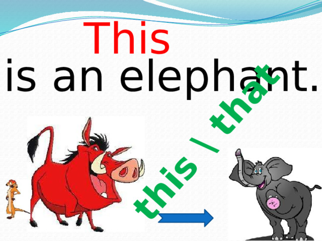 this \ that This is an elephant. 