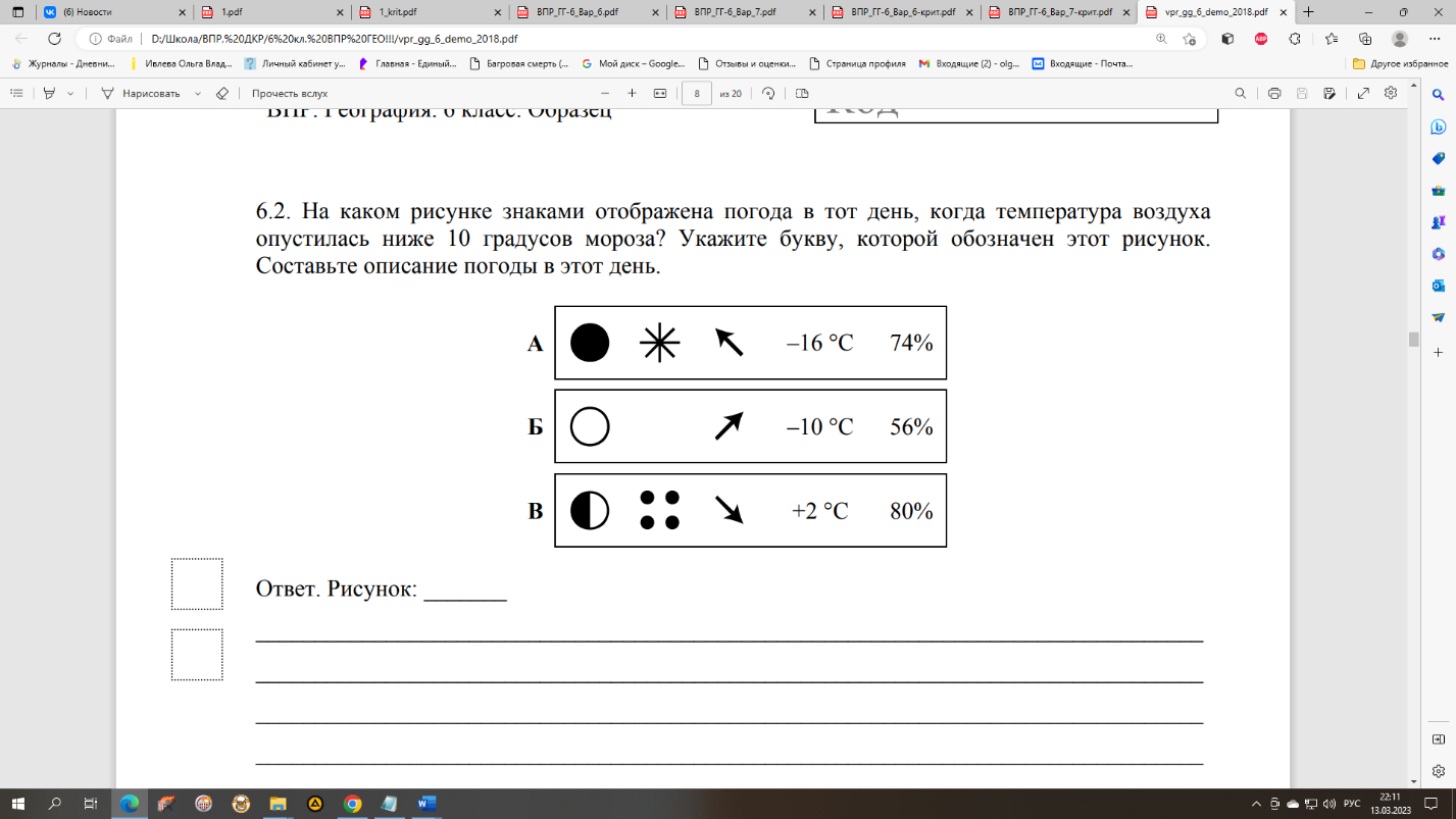 Условные обозначения погоды 6 класс география впр