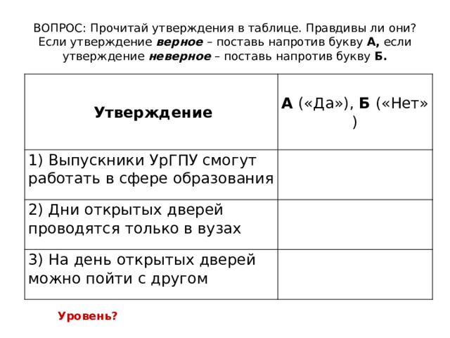 Прочитайте утверждения какое утверждение верно