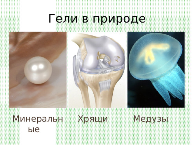 Гели в природе Минеральные Медузы Хрящи 