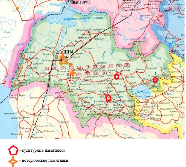 Карта ленинградская область г сланцы