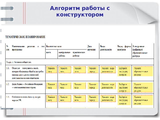 Алгоритм работы с конструктором     