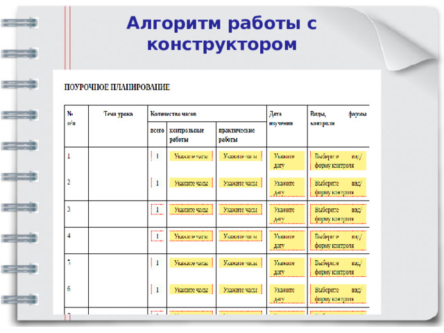 Алгоритм работы с конструктором   