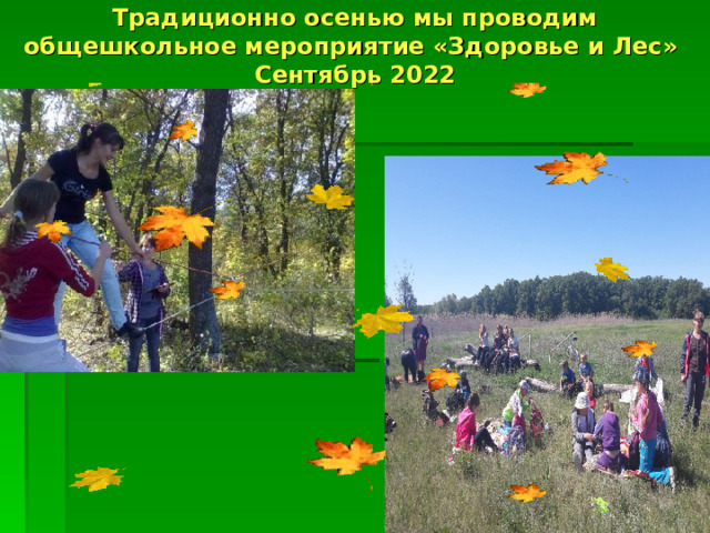 Традиционно осенью мы проводим общешкольное мероприятие «Здоровье и Лес» Сентябрь 2022 