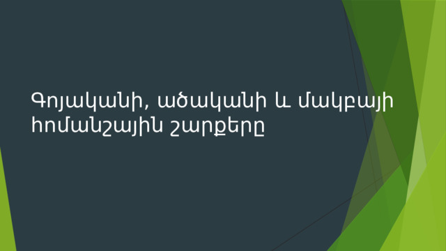 Գոյականի, ածականի և մակբայի հոմանշային շարքերը 