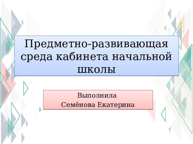 Проект предметно развивающей среды кабинета начальных классов