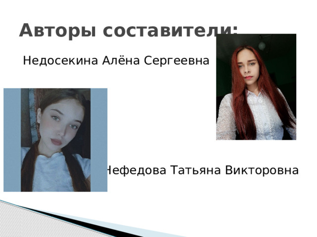 Авторы составители: Недосекина Алёна Сергеевна Нефедова Татьяна Викторовна 
