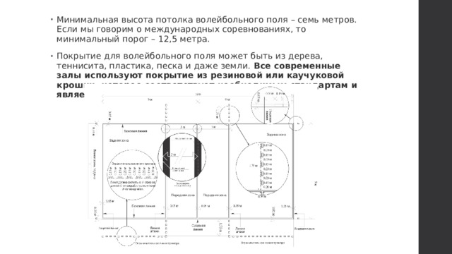 Чертеж волейбольного поля