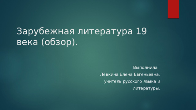 Зарубежная литература 19 века (обзор)