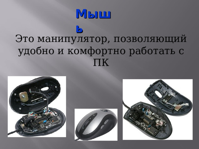 Мышь Это манипулятор, позволяющий удобно и комфортно работать с ПК 