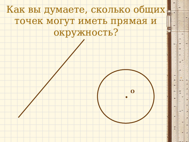 Как вы думаете, сколько общих точек могут иметь прямая и окружность? О 