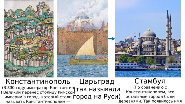 Стамбул (По сравнению с Константинополем, все остальные города были деревнями. Так появилось имя Стамбул - это греческое выражение в переводе 