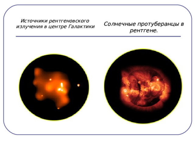 Источники рентгеновского  излучения в центре Галактики Солнечные протуберанцы в рентгене. 