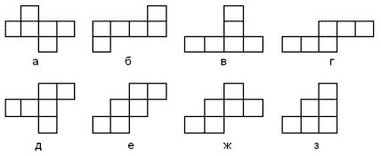 Укажите развертки куба изображенные на рисунке