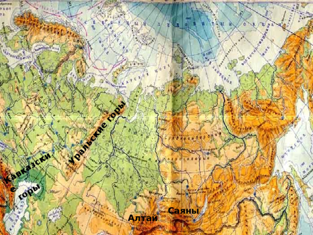 Кавказские  горы Уральские горы Саяны Алтай 