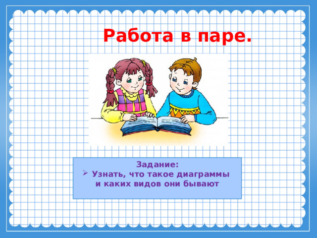  Работа в паре. Задание:  Узнать, что такое диаграммы и каких видов они бывают  