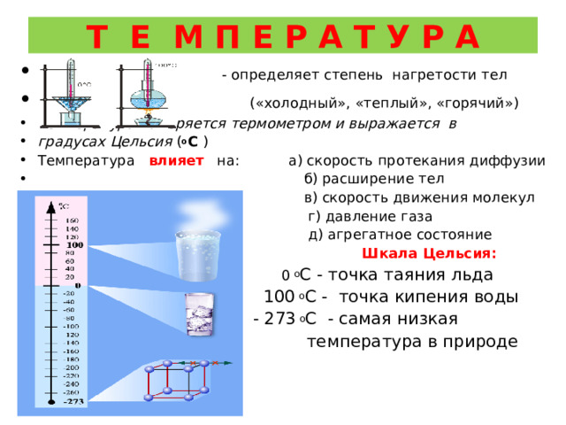 Внутренняя энергия тела температура