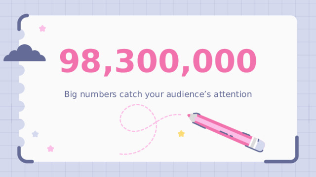 98,300,000 Big numbers catch your audience’s attention 