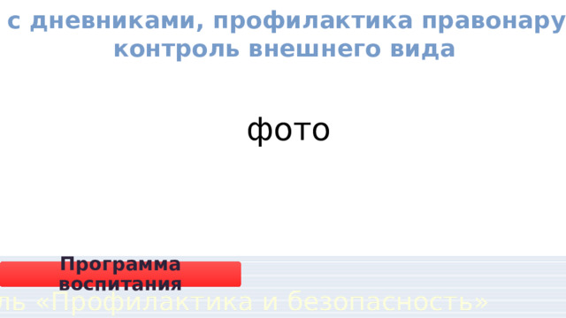 Работа с дневниками, профилактика правонарушений, контроль внешнего вида фото Программа воспитания Модуль «Профилактика и безопасность» 