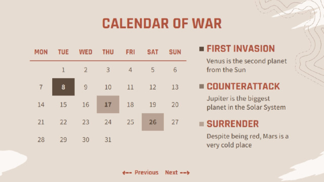 CALENDAR OF WAR 