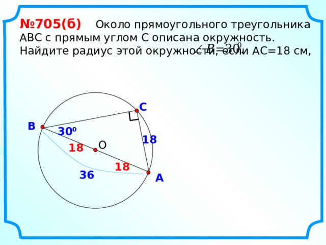 Окружности описанной около треугольника abc