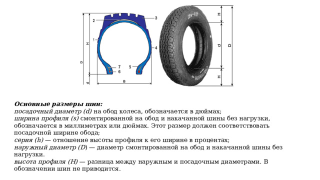 Диаметр шин в миллиметрах