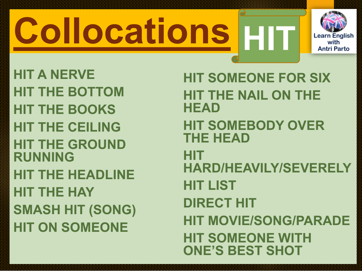 English collocations. Collocations in English. Hit collocations. Get collocations.