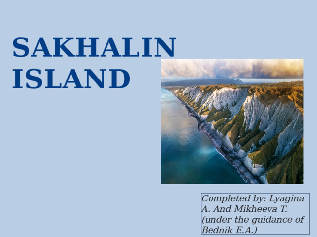 SAKHALIN ISLAND Completed by: Lyagina A. And Mikheeva T. (under the guidance of Bednik E.A.) 