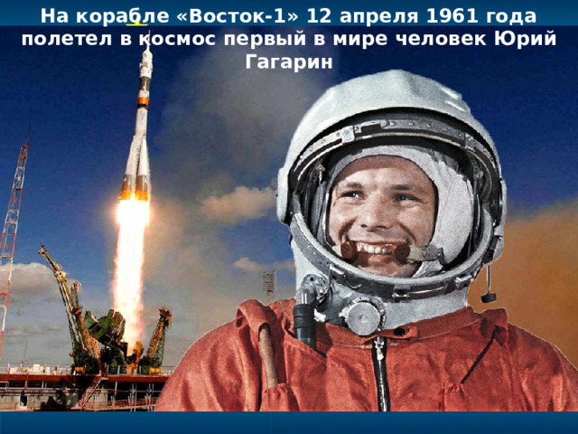 На корабле «Восток-1» 12 апреля 1961 года полетел в космос первый в мире человек Юрий Гагарин 
