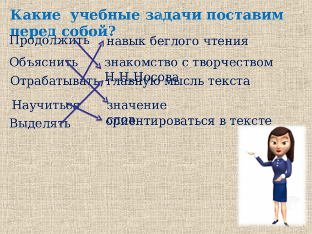 Продолжить навык игры. Задание на нахождение грамматической основы. Слова ориентиры в тексте.