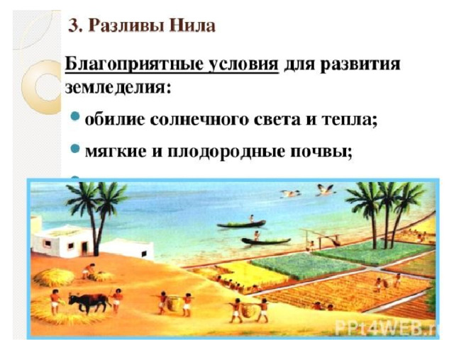 Какие природные условия древнего египта были благоприятны. Древний Египет земледелие на берегах Нила. Земледелие на берегах Нила кратко. Разливы Нила 5 класс. Благоприятное условие развития земледелия.