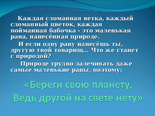 Маленькая рана нанесенная природе