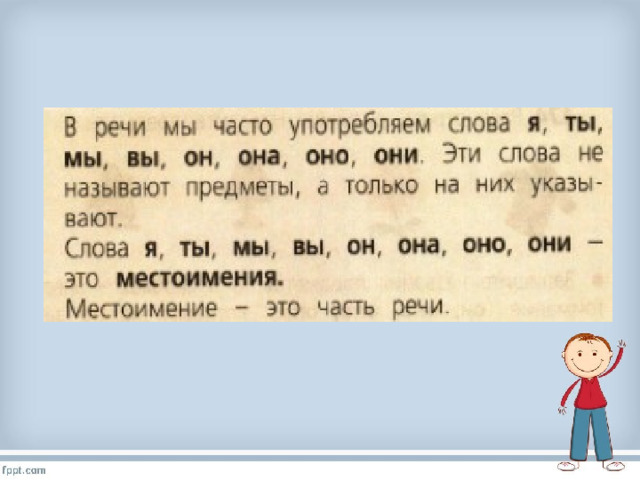 Местоимение презентация 2 класс