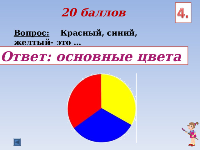 20 баллов Вопрос: Красный, синий, желтый-​ это … Ответ: основные цвета 