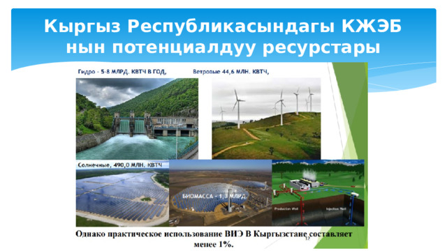 АДАПТАЦИЯ Показатели изменения климата Азыркы учурда климаттын өзгөрүшү жүрүп жатат жана келечекте дагы көптөгөн терс таасирлер, өзгөрүүлөр болот. Ошондуктан, биз өзгөрүүлөргө даяр болушубуз керек жана алар келтирген зыянды, үзгүлтүктөрдү азайтуу үчүн чараларды көрүшүбүз керек. Бул климаттын өзгөрүшүнө адаптация деп аталат. Адаптация климаттын өзгөрүшүнүн зыяндуу кесепеттерин жумшартууга же болтурбоого жана адамдар жаңы климатта жашап жана гүлдөш үчүн чечимдерди табууга жардам берет. 