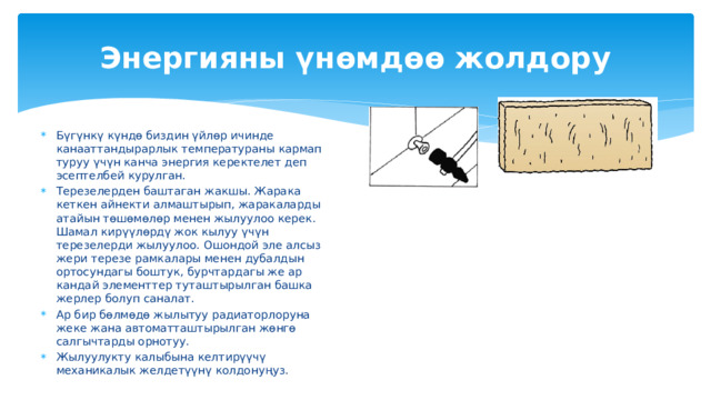 Адамдын жылуулугунан чыккан энергия Температуралык айырмачылыкта иштеген термоэлектрдик генераторлордун принциби фитнес билериктерин адамдын колунун ысыгынан, мисалы, чуркоодо, дене абдан ысып, айлана-чөйрөнүн температурасына карама-каршы келген учурда кайра заряддоого мүмкүндүк берери көптөн бери белгилүү. Ушундай эле технологияны жаш Энн Макосински негиз кылып алган, ал аба менен адамдын денесинин ортосундагы температуранын айырмасы менен заряддалган кол чыракты ойлоп тапкан. Натыйжада, Энн кол чырагы бир кыйла жаркыраган жарык чыгарат, бирок кайра заряддалуучу батареяларды талап кылбайт. Анын иштеши үчүн адамдын алаканын жылытуу даражасы менен бөлмөдөгү температуранын ортосунда болгону беш градус гана температура айырмасы талап кылынат. 