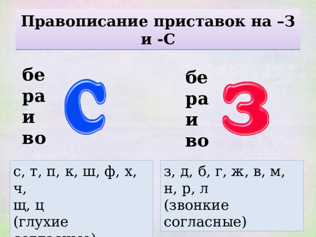 Приставки з и с правило с примерами