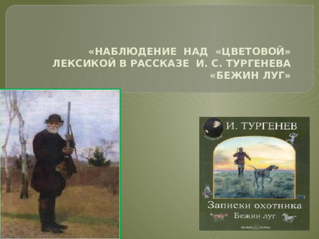        «НАБЛЮДЕНИЕ НАД «ЦВЕТОВОЙ» ЛЕКСИКОЙ В РАССКАЗЕ И. С. ТУРГЕНЕВА «БЕЖИН ЛУГ»  