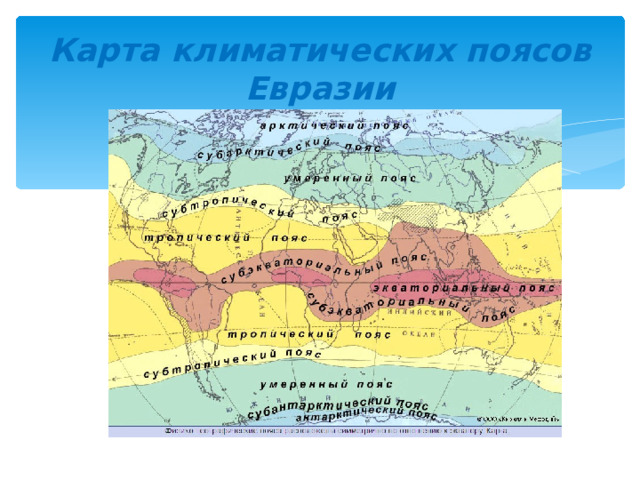 Карта климатических поясов Евразии   