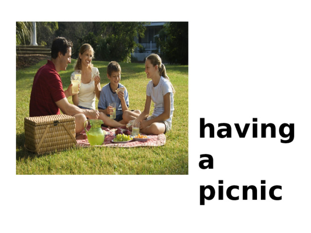 having a picnic 
