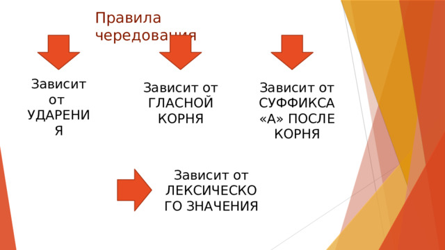 Чередующиеся корни зависящие от лексического значения