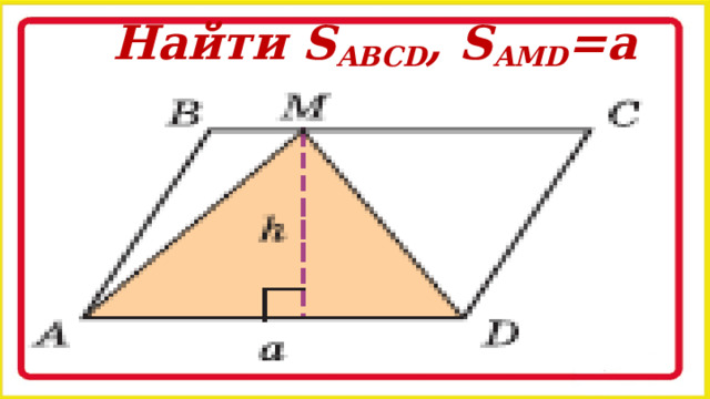 Найти S ABCD , S AMD =a 