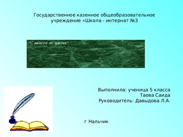 Государственное казенное общеобразовательное учреждение «Школа - интернат №3 