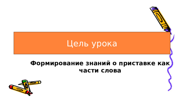 Цель урока Формирование знаний о приставке как части слова 