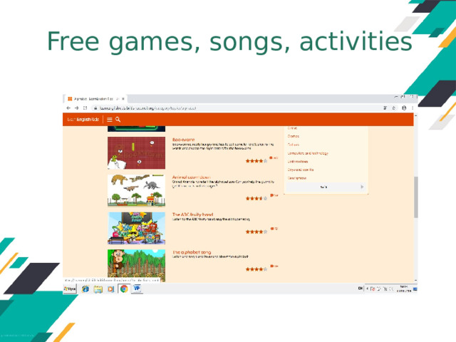 Free games, songs, activities 