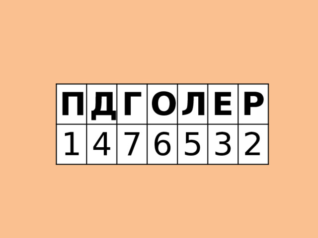 П Д 1 Г 4 О 7 Л 6 Е 5 Р 3 2 