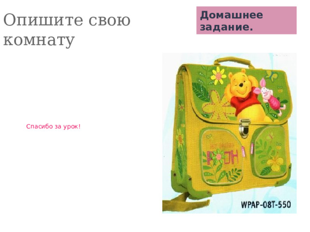 Домашнее задание. Опишите свою комнату Спасибо за урок! 