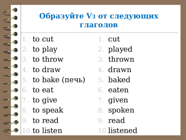 Глагол cut. Verb Cut v3.