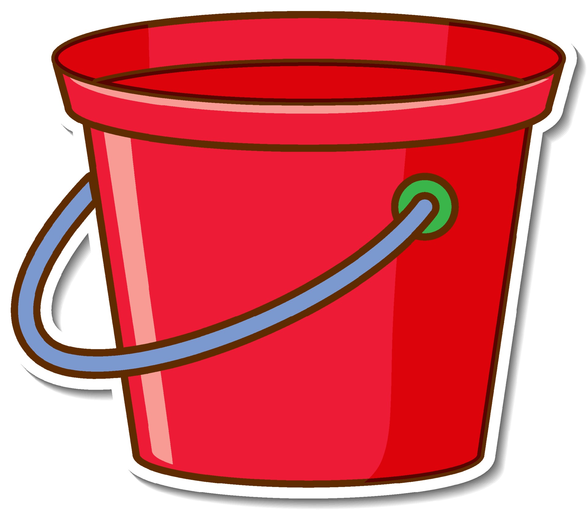 Картинка ведро для детей. Красное ведро нашивка. Color Bucket vector.